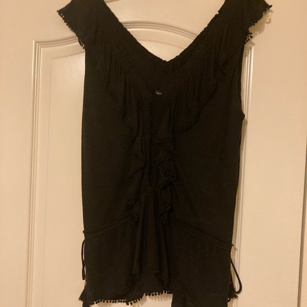 White House Black Market Black Ruched Blouse